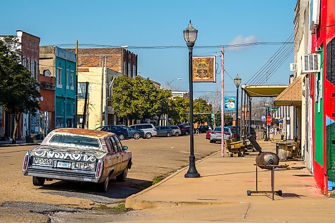 Downtown Clarksdale, Mississippi reveals the unique history.