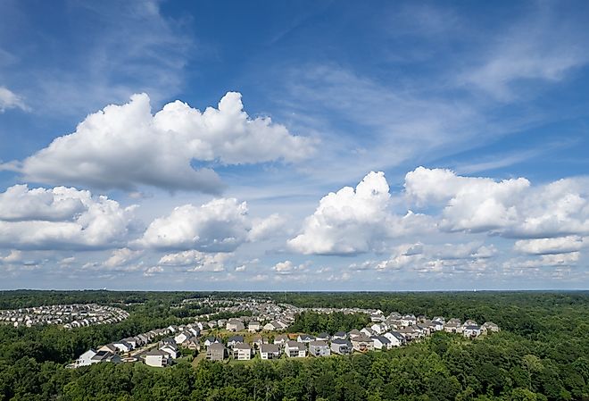 Overhead view of community in Fort Mill, South Carolina.