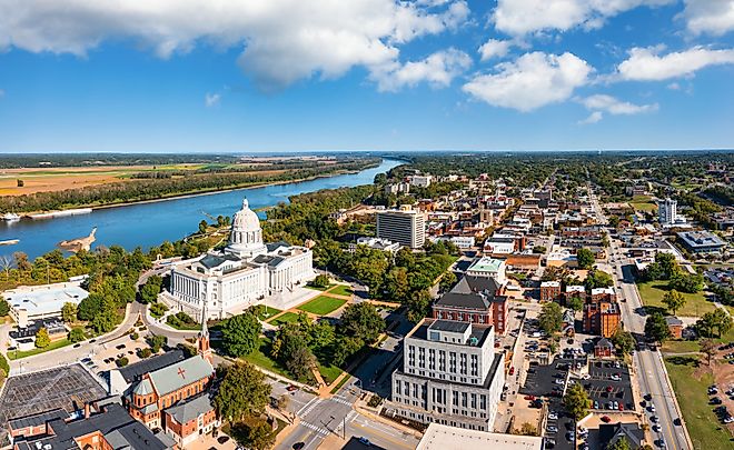 Aerial view of Jefferson City, Missouri. 