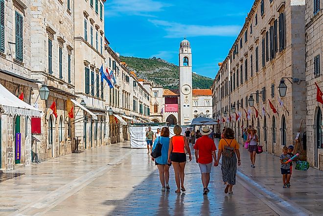 People are strolling through Stradun street in Dubrovnik, Croatia. Image credit: trabantos / Shutterstock.com.