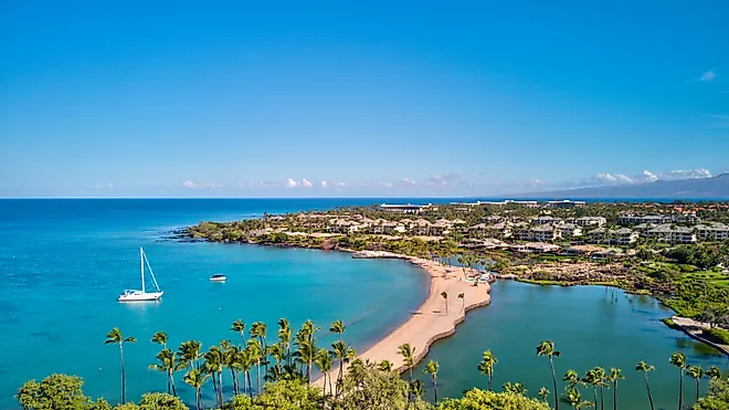 View of the coast along Waikoloa in Hawaii.