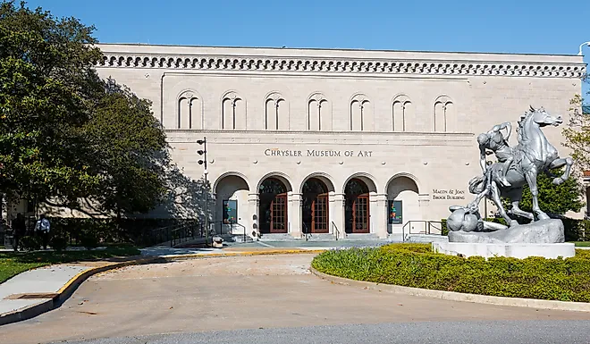 The Chrysler Museum of Art, a museum located on the border of the Ghent District and downtown Norfolk. Editorial credit: Sherry V Smith / Shutterstock.com