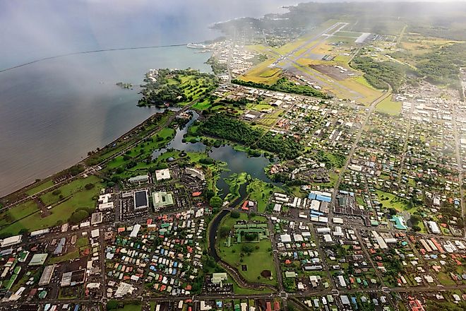 Aerial view of Hilo, Hawaii.