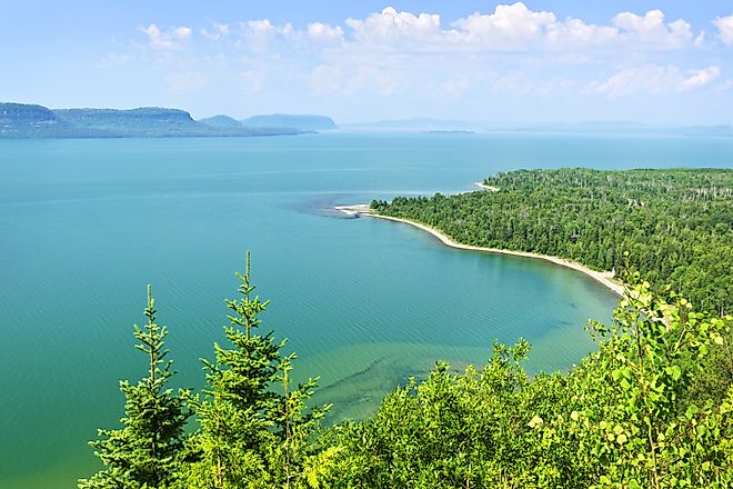 Lake Superior northern shore from above in Ontario, Canada