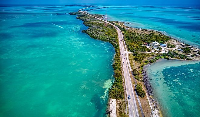 The Overseas Highway in the Florida Keys, also known as the Florida Keys Scenic Highway.