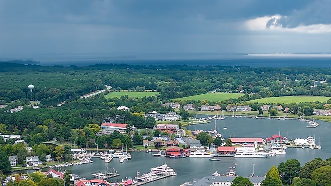 Aerial view of St Michaels, Maryland