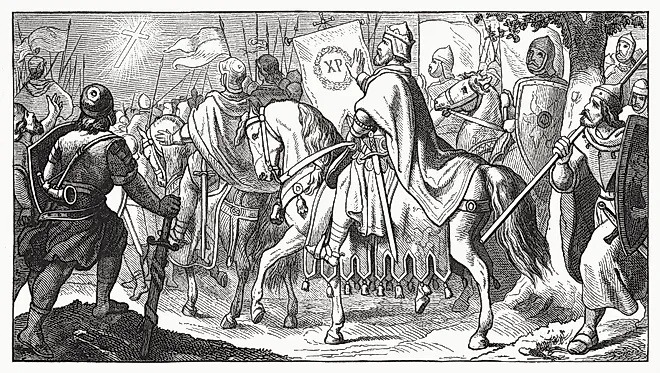 Constantine the Great ( c. 272 ​​– 337) on his way to the Battle of the Milvian Bridge