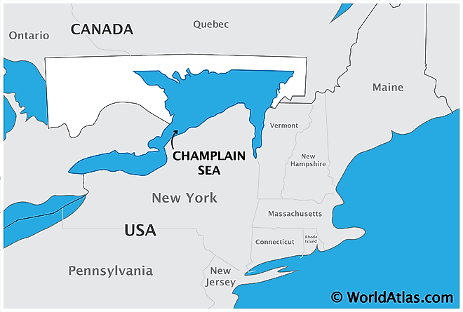 Map showing the Champlain Sea.