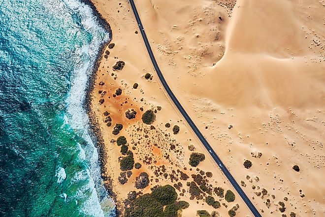 A highway running through the coastal Namib Desert. Image credit: Lukas Bischoff Photograph/Shutterstock.com