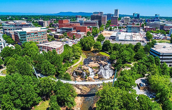 Aerial view of Greenville, South Carolina.