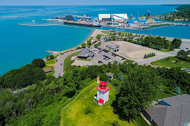 Goderich lighthouse in Goderich, Ontario Canada. Image by Dennis MacDonald via Shutterstock.