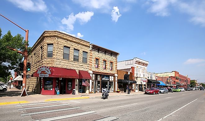 Downtown street in Cody, founded in 1896 by Colonel William F. “Buffalo Bill” Cody, designed with wide streets so his wagons could turn around as seen on August 26, 2018.