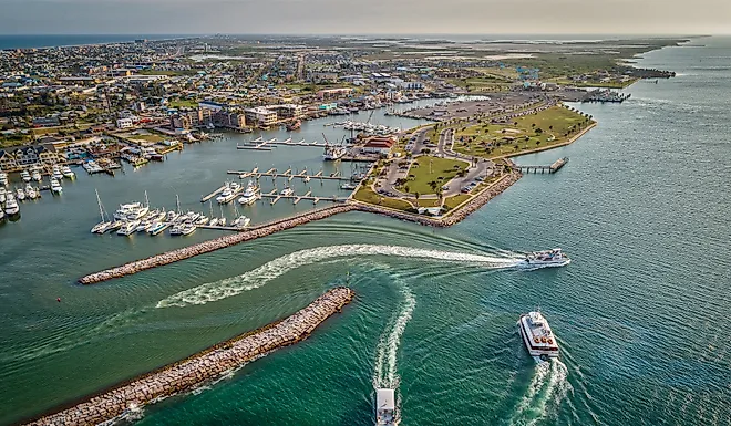 Aerial view of Port Aransas, Texas.