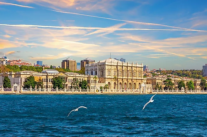 Dolmabahce Palace along the Bosphorus in Istanbul, Turkey
