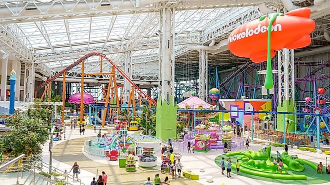 Nickelodeon Universe amusement park at the American Dreams mall. Largest indoor amusement park in the United States. East Rutherford, New Jersey. Editorial credit: JuliaDorian / Shutterstock.com