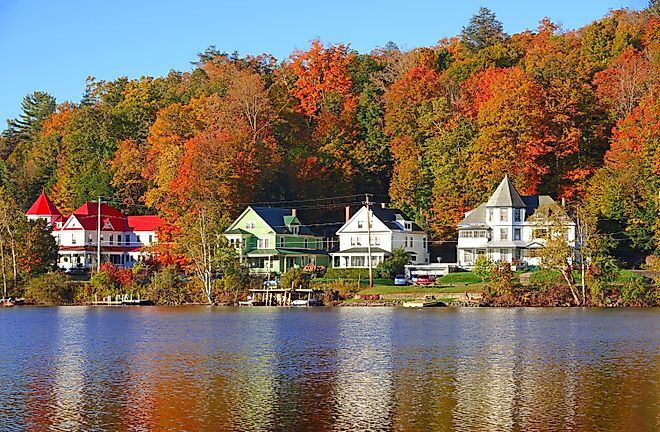  Autumn reflection in Saranac Lake, Adirondacks, New York.