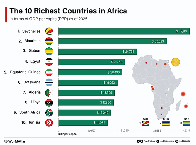 infographic showing the richest countries in Africa