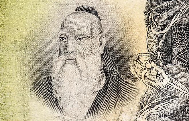 Kongzi or Confucius. Portrait from China 100 Yuan 1938 Banknotes.