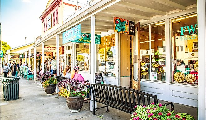 The Main Street in Fredericksburg, Texas, also known as "The Magic Mile." Editorial credit: ShengYing Lin / Shutterstock.com
