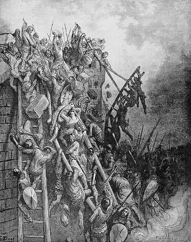 The Army of Priest Volkmar and Count Emicho attacks Mersbourg (Wieselburg, Moson).
