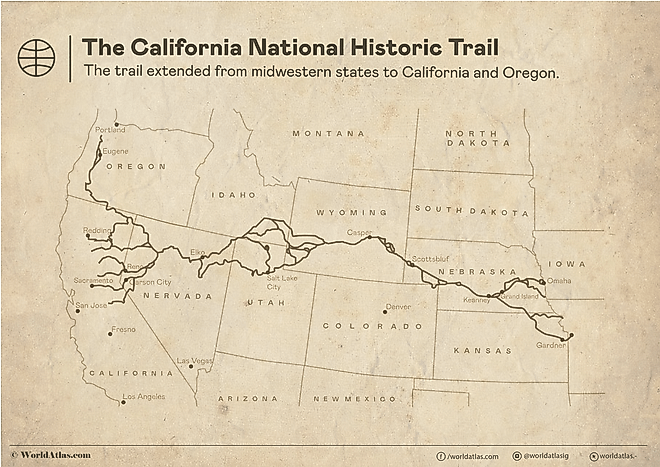 map of the California trail