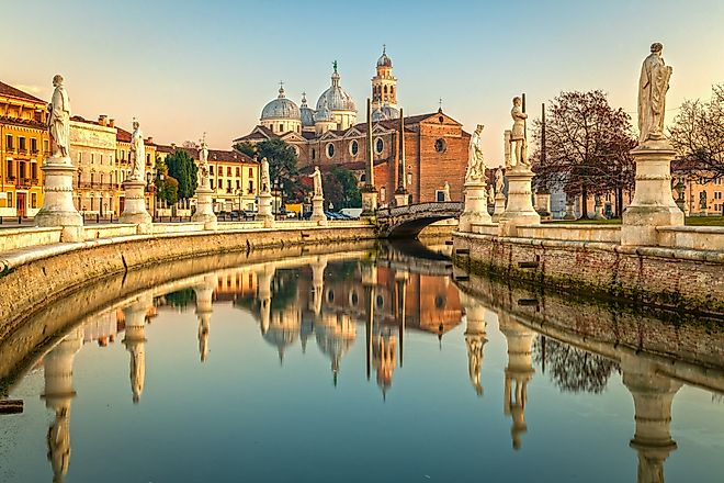 Padua, Italy at Prato della Valle at dusk. (Credit: Sean Pavone via Shutterstock)