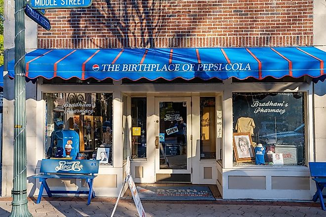 Bradham's Pharmacy is the Birthplace of Pepsi-Cola in New Bern, North Carolina. Image credit Kyle J Little via Shutterstock