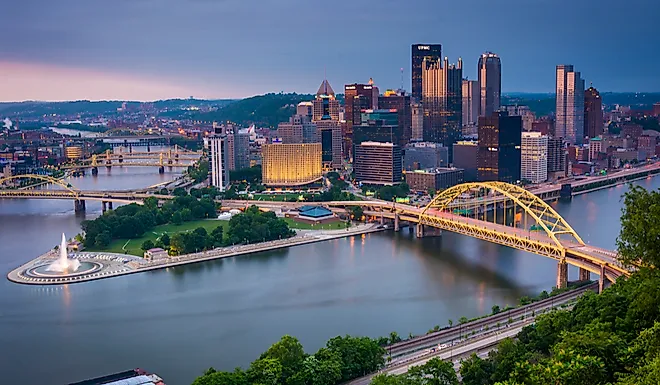 Pittsburgh sits at the confluence of three rivers necessitating its many bridges.
