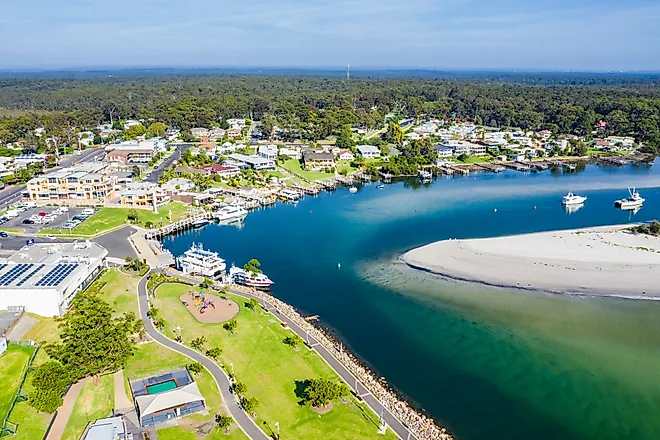 Aerial view of Huskisson, New South Wales.