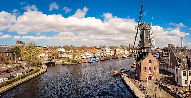 Aerial view of windmill in Haarlem, Netherlands