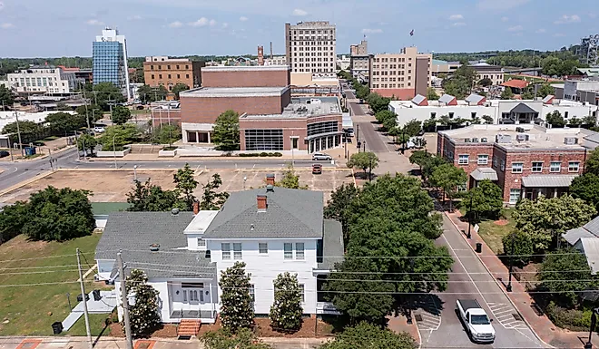 Aerial view of downtown Alexandria in Louisiana.