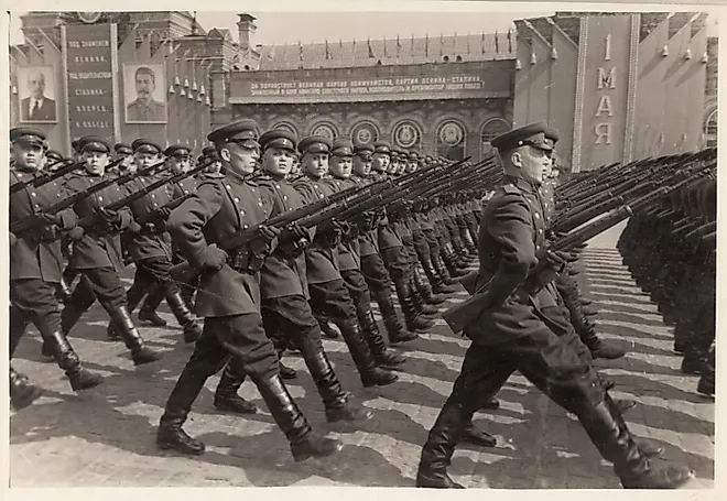 The solemn march of Soviet soldier. Editorial credit: bissig / Shutterstock.com