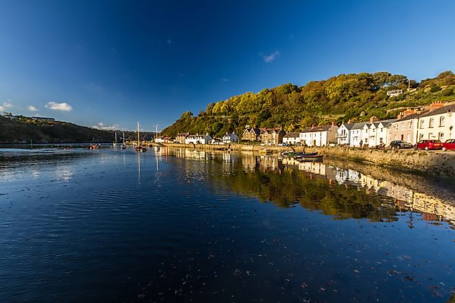 Fishguard harbour, Wales, at sunset. 