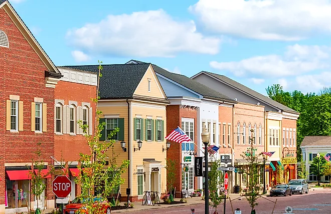 View of First and Main in the town of Hudson, Ohio. Editorial credit: Kenneth Sponsler / Shutterstock.com