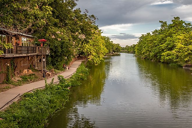 Scenic river running through Medicine Park, Oklahoma.