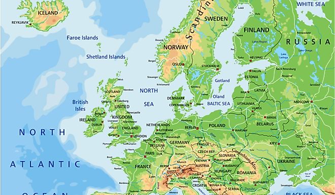 A map showing England's location within Europe.