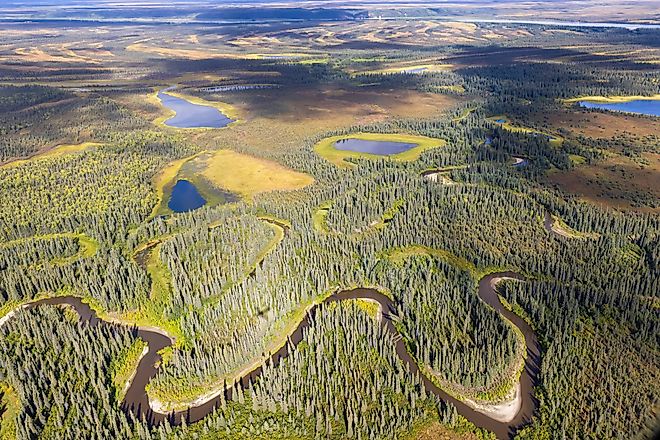 Beautiful aerial landscape of the Kobuk Valley National Park in the arctic of Alaska.
