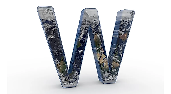 The Letter "W" decorated in the features of Planet Earth.
