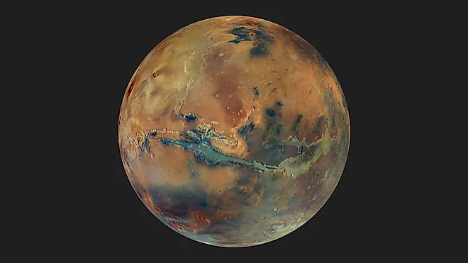 Global color mosaic of Mars created from ESA Mars Express imagery. Image Credit: ESA/DLR/FU Berlin/G. Michael, CC BY-SA 3.0 IGO