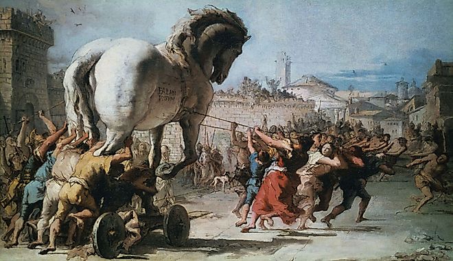 A depiction of the Trojan Horse.