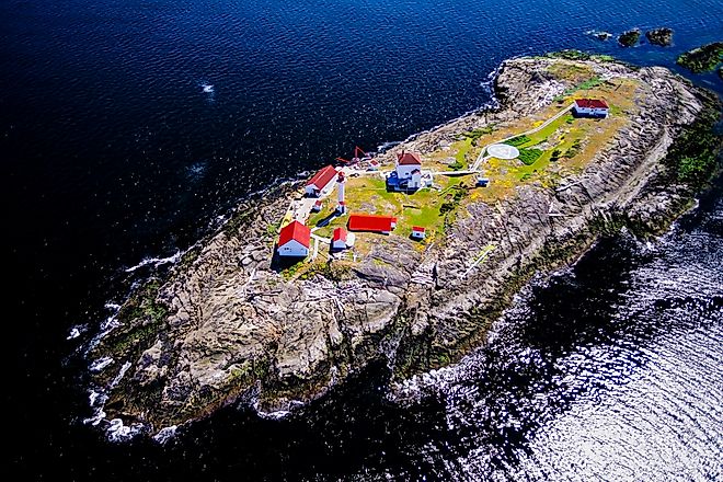 Aerial image of Entrance Island Lighthouse, BC, Canada. 