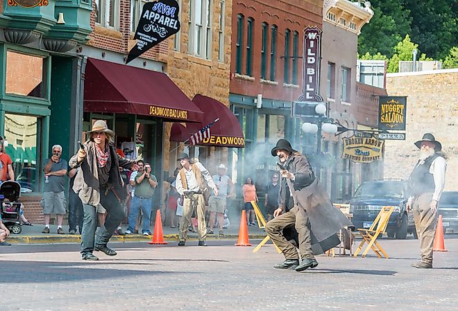 Actors reenact a historic gunfight in Deadwood, South Dakota. Image credit Jess Kraft via Shutterstock
