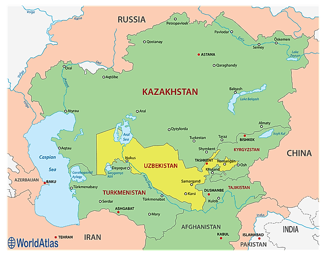 Uzbekistan, one of the two double landlocked countries is surrounded by countries that are themselves landlocked. 