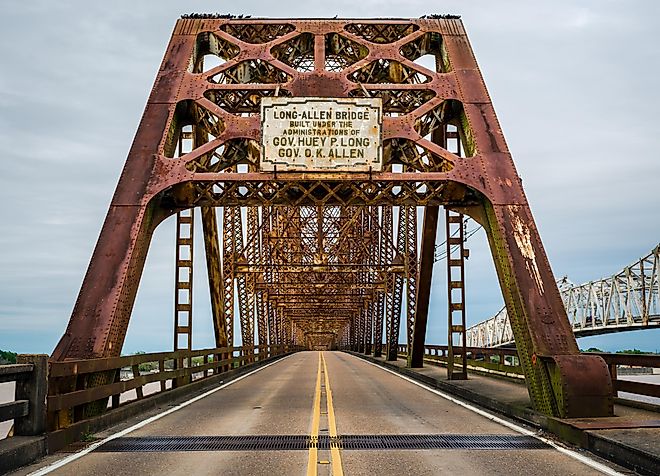 The historic Huey P. Long Bridge, Morgan City, Louisiana.