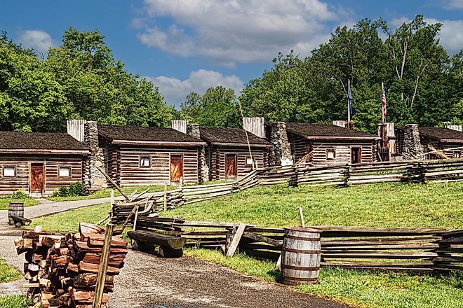 Outside view of the Kentucky historical state park of Fort Boonesborough, Kentucky, USA.