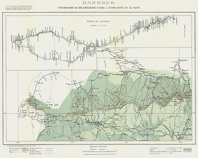 The 1909 delimitation map (the Annex I Map of the ICJ case) that gave rise to the dispute. By H. Barrere, Editeur Géographe, 21 Rue de Bac, Paris / International Court of Justice - https://nla.gov.au/nla.obj-234197782, Public Domain, https://commons.wikim