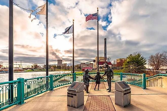 Police and Firefighter Memorial view in Michigan City, Indiana. Image credit: Nejdet Duzen / Shutterstock.com.