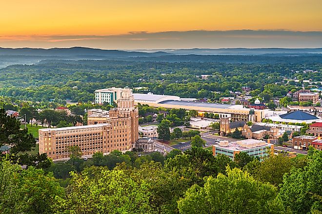 The cityscape of Hot Springs, Arkansas.