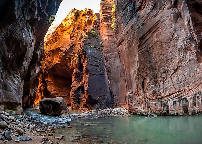 The Grandeur of the Narrows of Zion, Top-Down Trail, Zion National Park, Utah. 