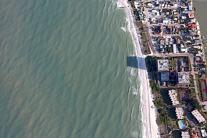 High resolution aerial photograph of a beach community in Florida.